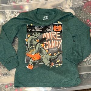 Carter's Green Dinosaur Halloween Kids Shirt 2t